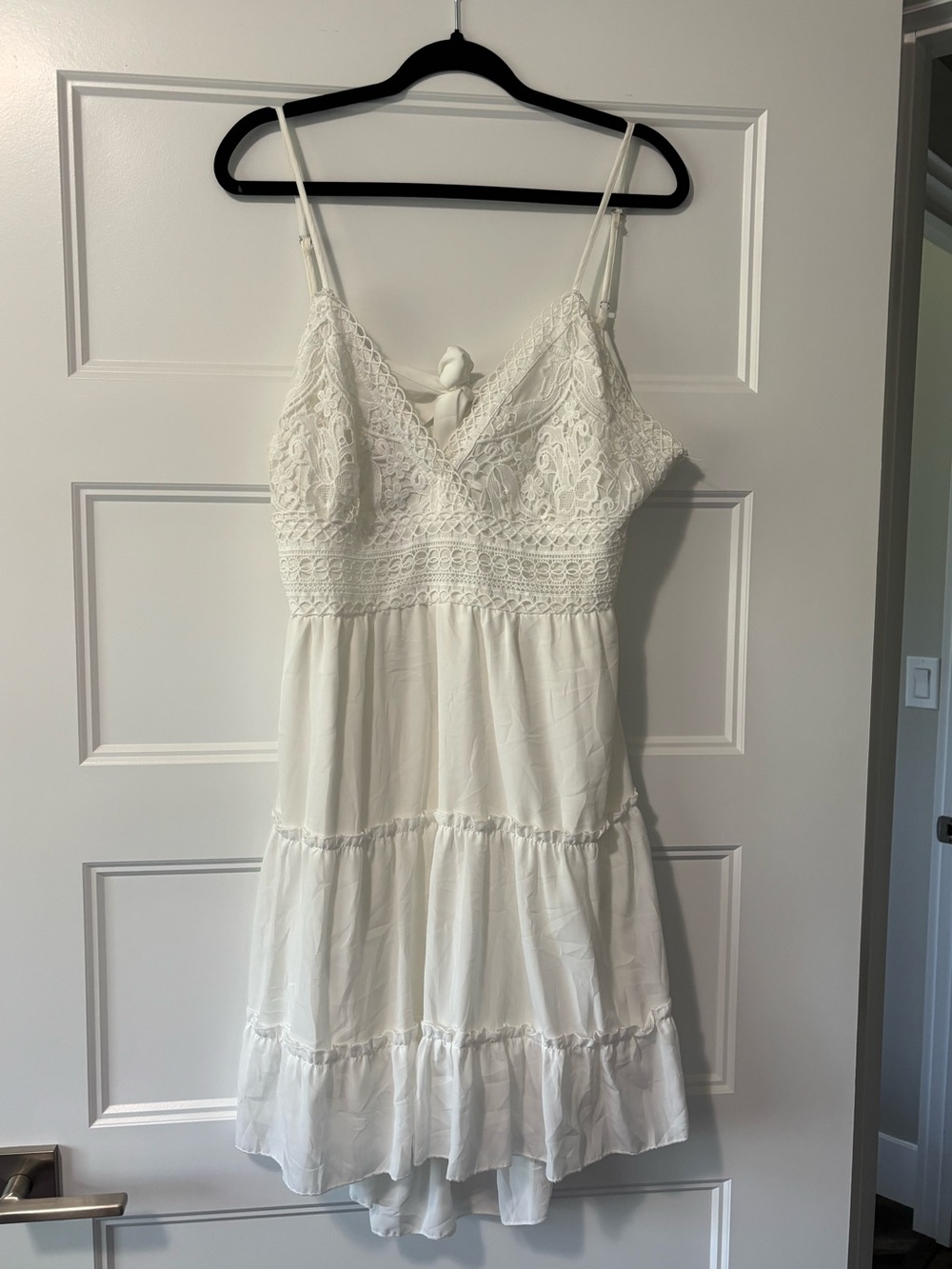 Ecowish White Lace Tiered Summer Dress